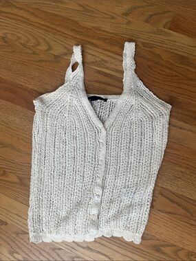 Zara Cream Knit Button-Front Tank Top